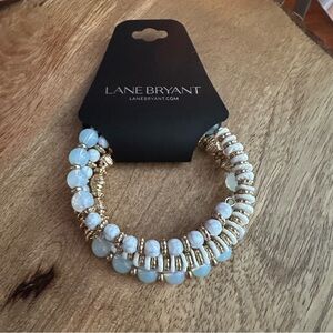 Lane Bryant Gold and White Stretchy Bracelet